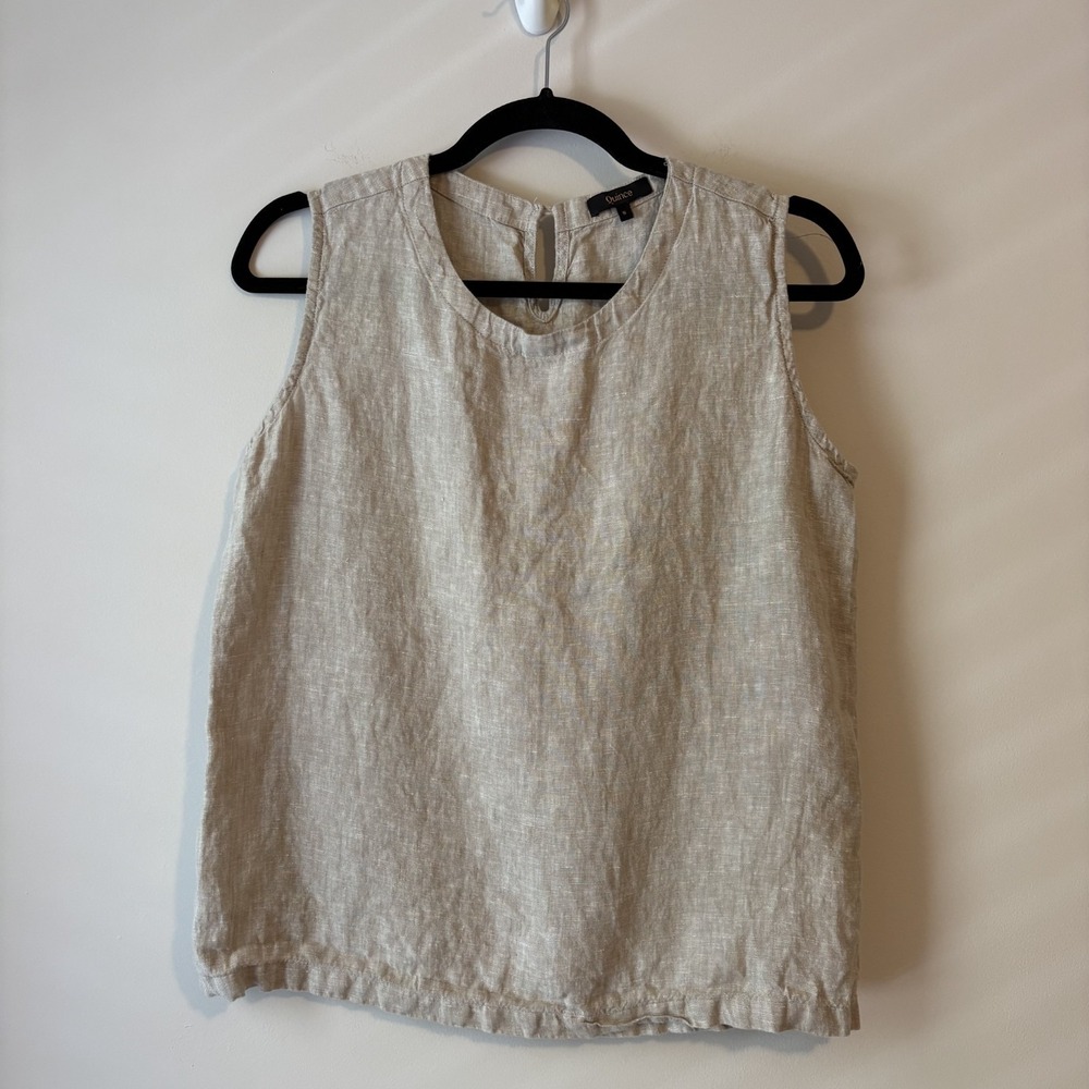 Quince 100% European Linen Tank Flax Beige Sz S Lagenlook Minimalist Sustainable